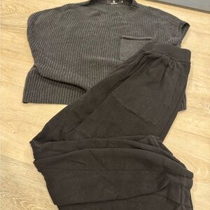 Black Ribbed Sweater and Jogger Set